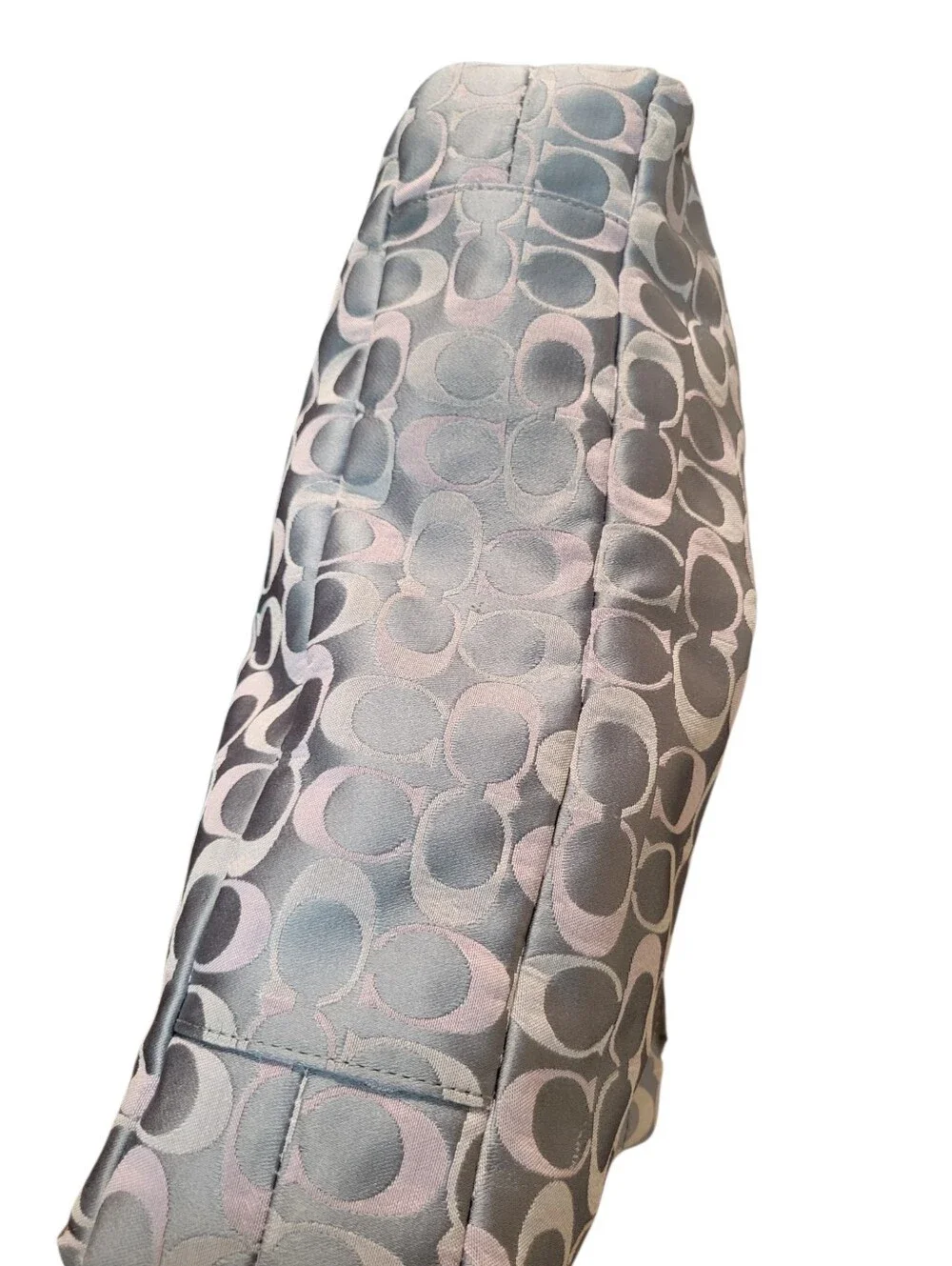 Coach Ashley Signature Sateen Carryall Tote Gray Pink Shoulder Bag F18450